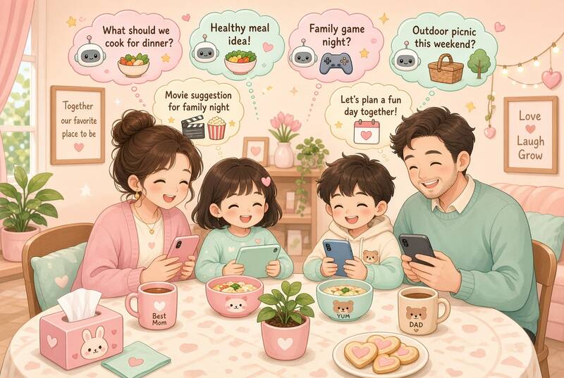 Happy family using Ask My